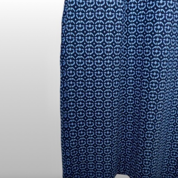 J. McLaughlin Catalina Cloth Ivana Dress Size Small Navy Blue Ikat Geo Stretch - Picture 3 of 6